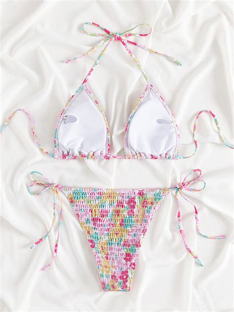 Womens Halter Tie Side Triangle Bikini Set High Cut Piece Bikini Swimsuit Bathing Suit