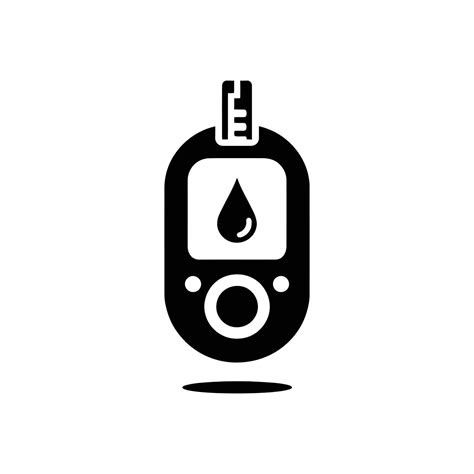 Black Silhouette Glucose Meter Icon with Droplet Blood Sugar Level