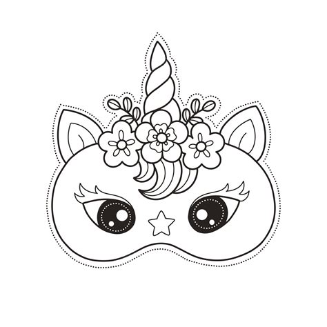 Unicorn Mask Printable For Coloring Paper Craft By Happy Off