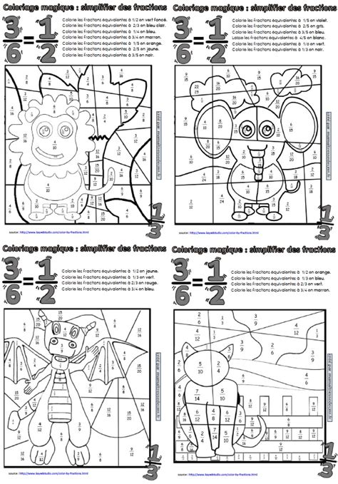 Coloriage Magique 6eme Fraction Coloriages Magiques De Fractions Fractions Coloriage