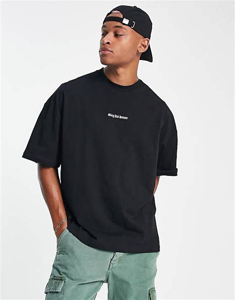 Topman Extreme Oversized T Shirt With Glory And Honor Embroidery In Black Asos