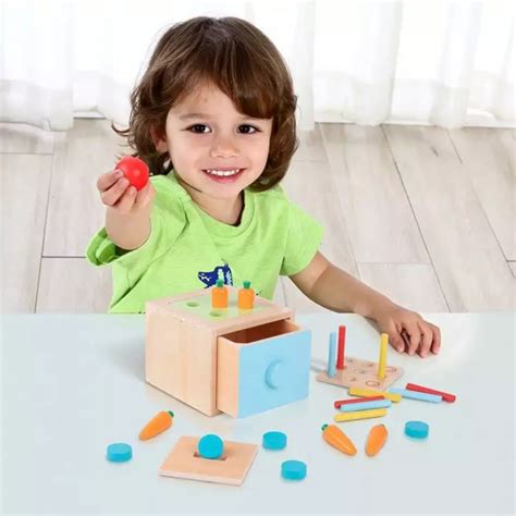 Tooky Toy Drewniana Kostka Edukacyjna Szuflada Pudełko Montessori