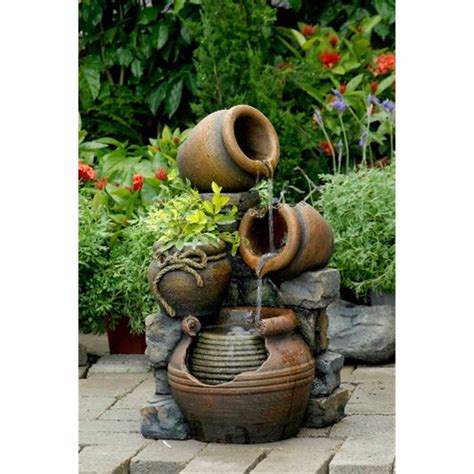 Jeco Multi Pots Outdoor Water Fountain With Flower Pot Walmart