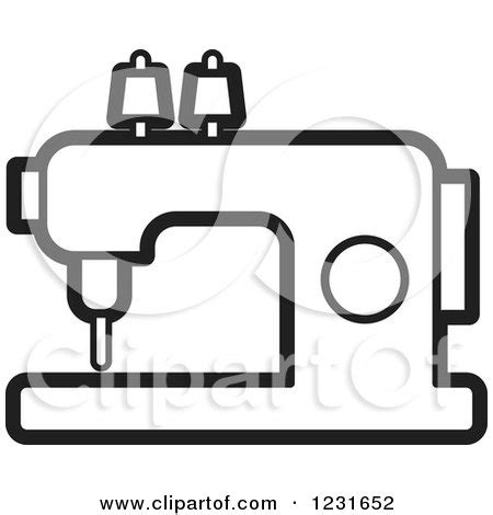 Clipart of a Black and White Sewing Machine Icon - Royalty Free Vector ...