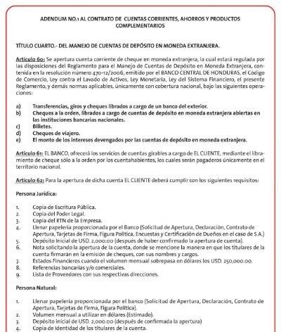 Adendum No Contrato De Cuentas Corrientes Ahorros Y Productos