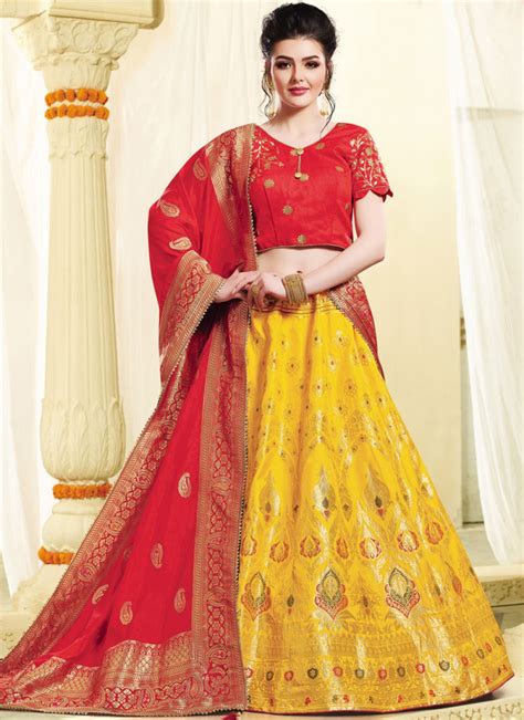 Buy Yellow Art Silk Woven Lehenga Choli Online 101724 Lehenga Choli