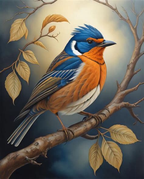 Premium AI Image | A painting of a bird that is on a tree