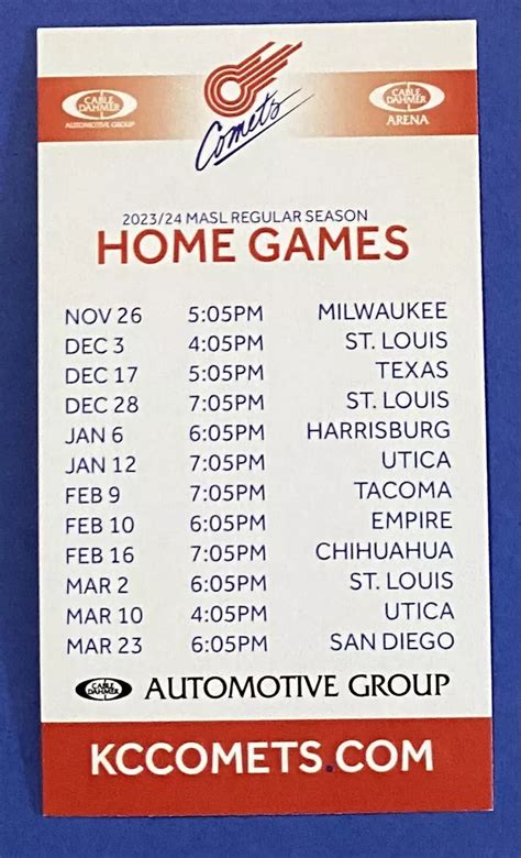 Comets Schedule Pru Leelah