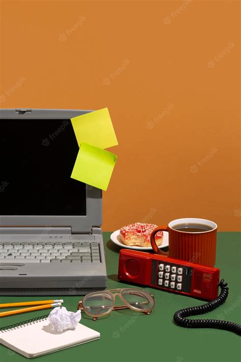 Premium Photo | Messy office desk with old computer still life