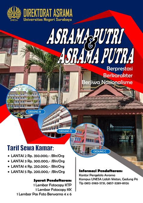 Tarif Kamar Asrama Mahasiswa Unesa