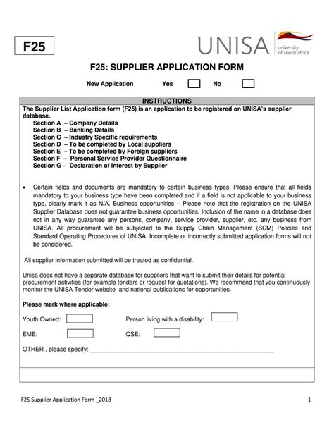 Unisa Supplier Form Fill Out And Sign Printable Pdf