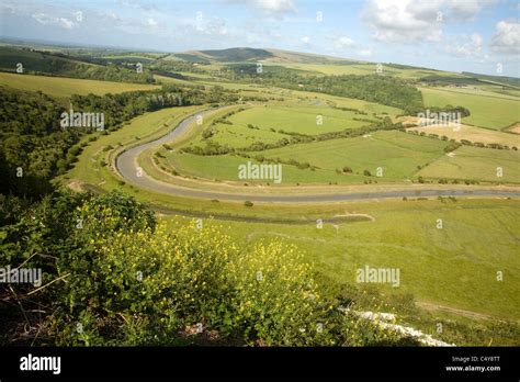 River Cuckmere Meanders And Flood Plain From Frog Firle At High And