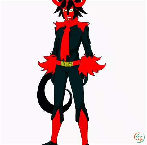 Anime Male Demon Lord With A Red And Black Suit And With A Oni Mask On And A Tail | Artificial ...