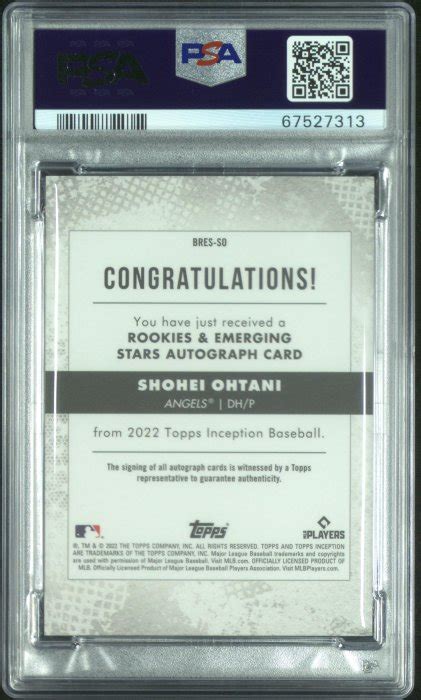 PSA 9 10 2022 Topps INCEPTION 大谷翔平 ROOKIE AND EMERGING STARS AUTOGRAPHS