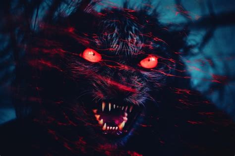 Premium Photo | An image of a scary wolf with red eyes