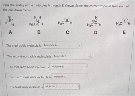 Answered Rank The Acidity Of The Molecules A Bartleby