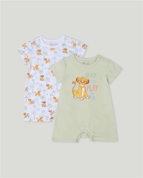 Pack de dos peleles de bebé niño con estampado El Rey León Cotton