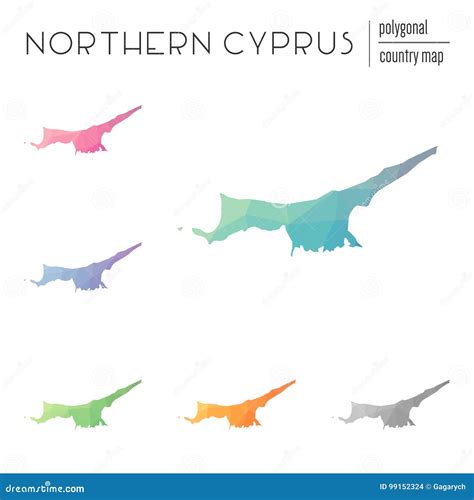 Set Of Vector Polygonal Northern Cyprus Maps Stock Vector