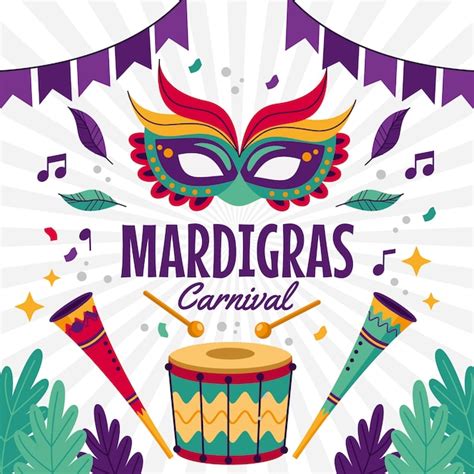 Premium Vector Flat Mardi Gras Festival Illustration