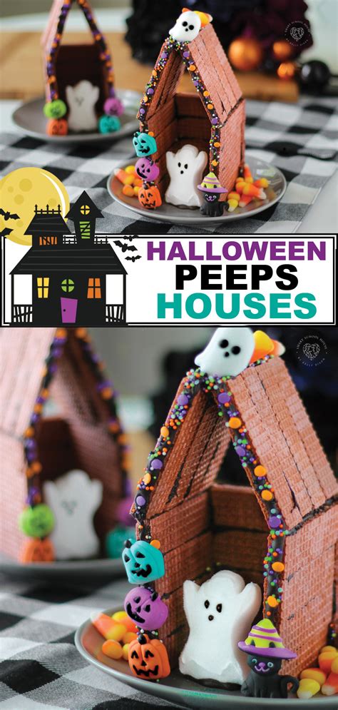 How to Make Halloween Peeps Houses Using Chocolate Wafers