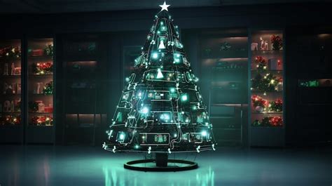 Premium Ai Image A Techsavvy Christmas Tree With Electronic Gadget