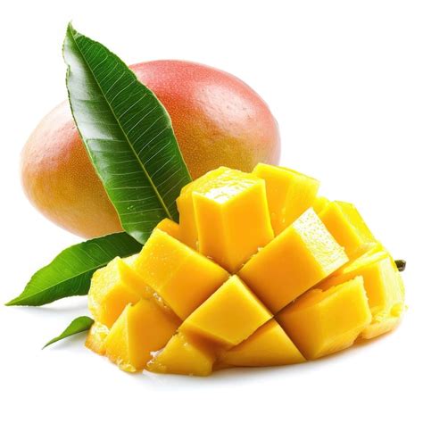 Premium Photo Mango Fruit And Half With Slices Isolated On White