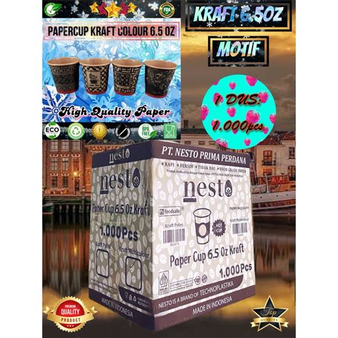 Jual Isi Pcs Hot Cup Oz Motif Nesto Paper Cup Oz Gelas Kertas Gelas Kopi Panas Kraft