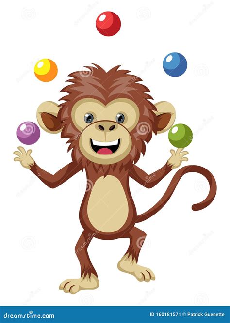 Monkey Juggling With Balls Illustration Vector Stock Vector