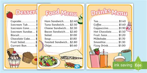 Role Play Caf Menu Maths Twinkl Resources Twinkl