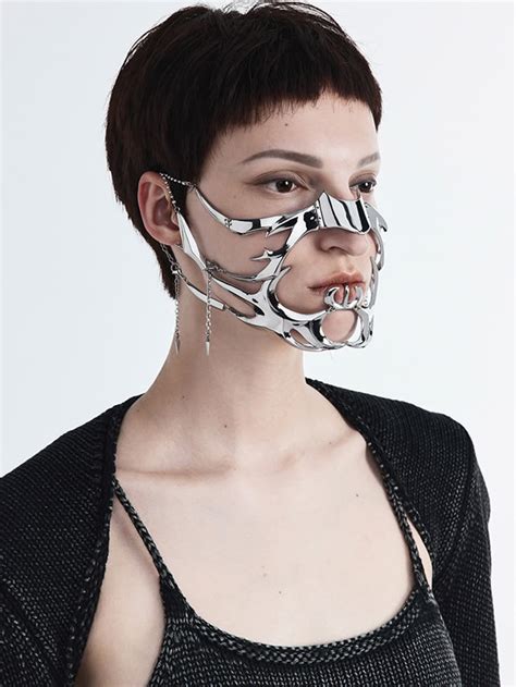 Маска CyberPunk из титановой стали для мужчин и женщин, роскошная ...