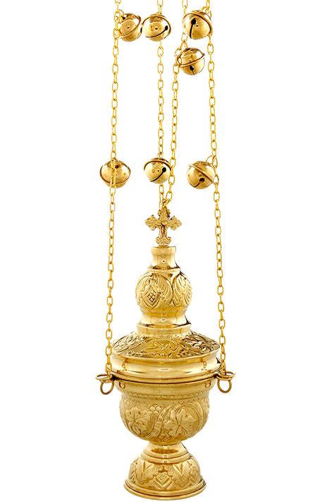 Orthodox church censer incense burner thurible polished brass 24cm