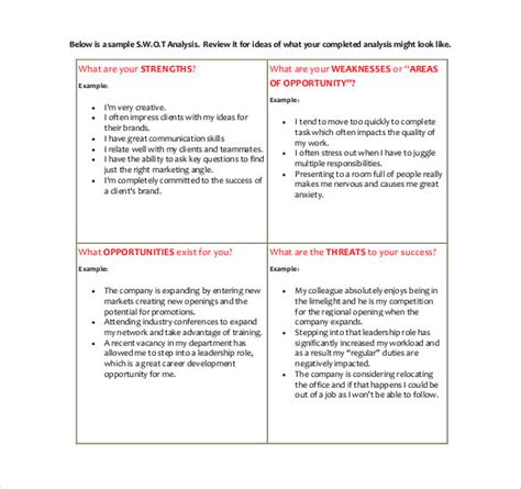 Personal Swot Analysis Template 15 Examples In Pdf Word Free And Premium Templates