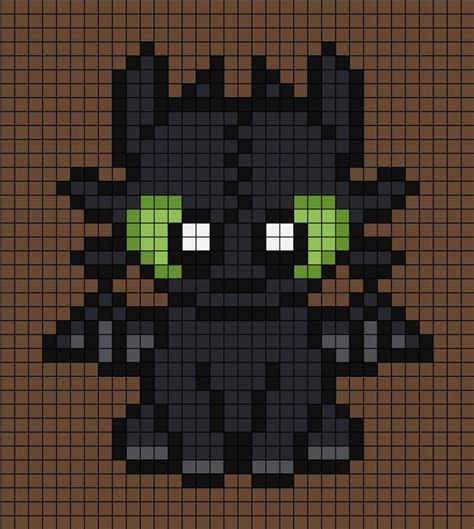 A Pixel Art Template Of The Black Dragon From How To Train Your Dragon