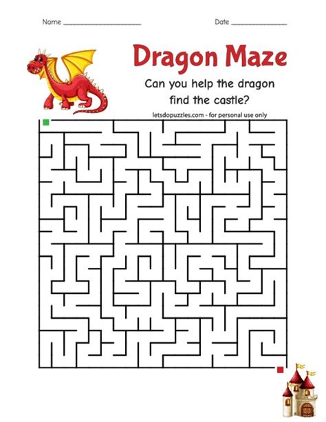 Free Printable Dragon Maze