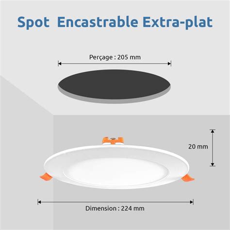 Lot De 5 Spots Led Encastrables Extra Plats 18w Blanc Neutre 4500k