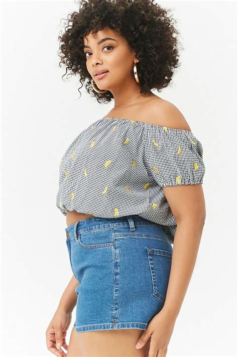 Plus Size Gingham Banana Crop Top