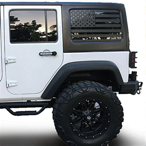 Jeep Wrangler | Precut USA Flag Window Decals | Matte Black American ...