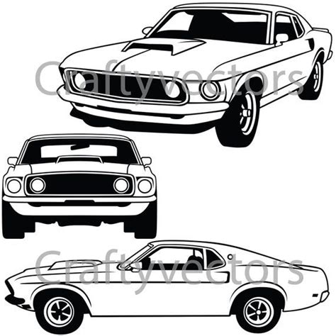 Ford Mustang 1969 Vector Svg Cut File Etsy Ford Mustang 1969 Ford