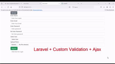 Registration Form Submit Laravel Custom Validation With Ajax CRUD