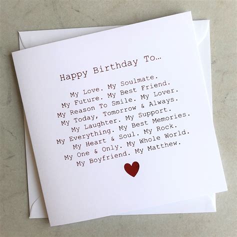 Personalised Boyfriend Birthday Card Poem Card Romantic Birthday Card ...