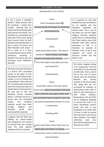 Macbeth Act 2 Scene 3 Annotated Teaching Resources