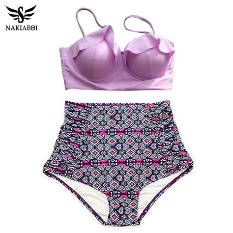 Buy Nakiaeoi 2017 High Waist Bikinis Women Swimsuit