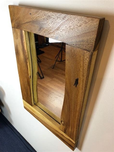 Acacia Wood Wall Mirror With Live Edge For Hallway Bathroom Bedroom