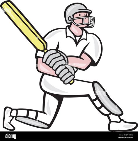 Illustration Of A Cricket Player Batsman With Bat Batting Kneel Done In