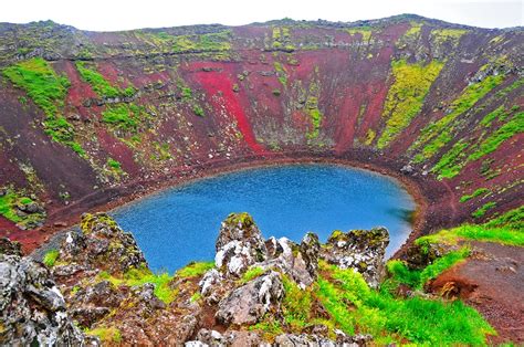 Kerið Crater, A Volcanic Crater Lake in Iceland