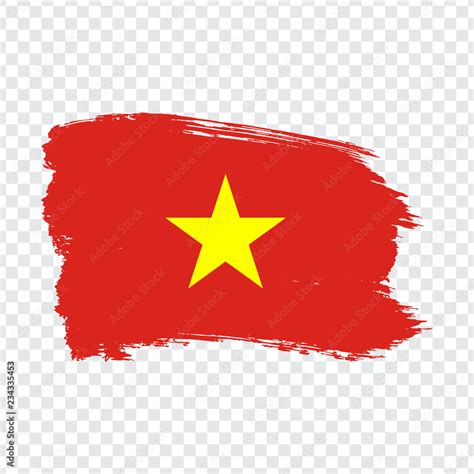 Flag Vietnam, brush stroke background. Flag of Vietnam on transparent ...