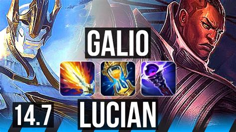 GALIO Vs LUCIAN MID 12 2 15 1400 Games 34k DMG Godlike KR