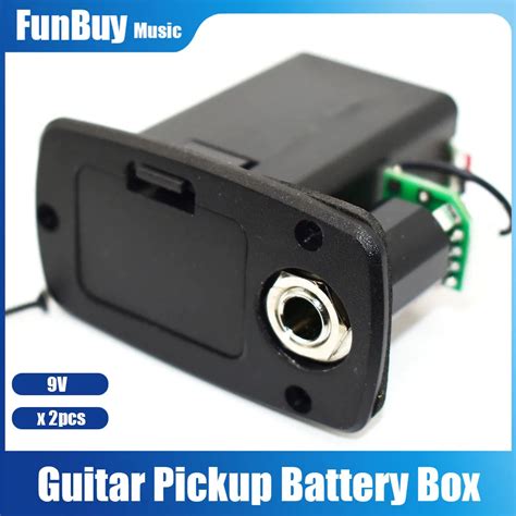 2pcs 9v Guitar Pickup Battery Case Box Holder Black For Electric Acoustic Guitar Bass Storage