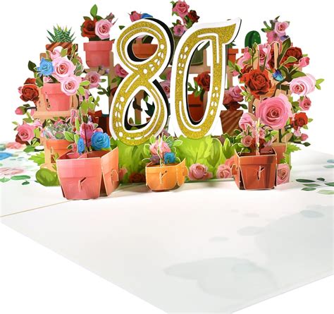 Amazon GREETING ART 80th Birthday Pop Up Card Happy 80th