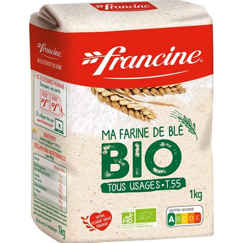 FRANCINE Farine de blé bio T55 1kg pas cher Auchan fr